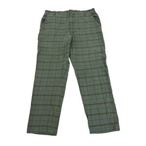 Sundance Linen Blend Ankle Pants Womens Size 6 Sage Green Plaid High Waist